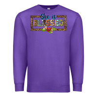 Purple she is blesssed floral Premium Sweatshirt - BarkalooDesign