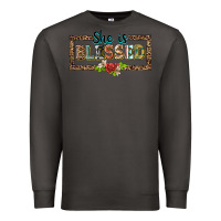 Smoke she is blesssed floral Premium Sweatshirt - BarkalooDesign