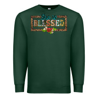 Sports Green she is blesssed floral Premium Sweatshirt - BarkalooDesign