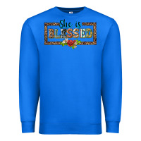 True Royal she is blesssed floral Premium Sweatshirt - BarkalooDesign