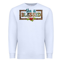 White she is blesssed floral Premium Sweatshirt - BarkalooDesign