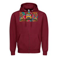 Burgundy school bus leopard gemstone license plate Zipper Hoodie - Artiststas