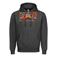 Charcoal Heather school bus leopard gemstone license plate Zipper Hoodie - Artiststas