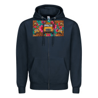 Navy school bus leopard gemstone license plate Zipper Hoodie - Artiststas