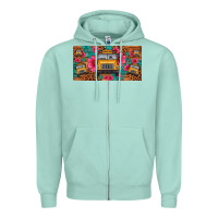 Seafoam school bus leopard gemstone license plate Zipper Hoodie - Artiststas