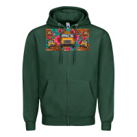 Sports Green school bus leopard gemstone license plate Zipper Hoodie - Artiststas