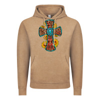 Vintage Coffee gemstone sunflower leopard cross Vintage Hoodie - OliviaCreatesArt