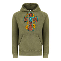 Vintage Olive gemstone sunflower leopard cross Vintage Hoodie - OliviaCreatesArt