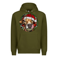Army Green Hereford Cow Christmas Premium Hoodie - RanaPortraitStore