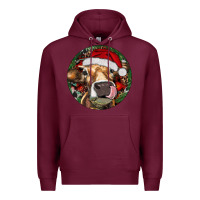 Burgundy Hereford Cow Christmas Premium Hoodie - RanaPortraitStore