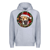 Heather Grey Hereford Cow Christmas Premium Hoodie - RanaPortraitStore