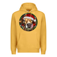 Mustard Hereford Cow Christmas Premium Hoodie - RanaPortraitStore