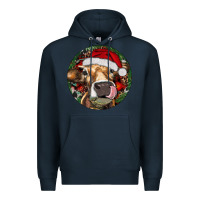 Navy Hereford Cow Christmas Premium Hoodie - RanaPortraitStore