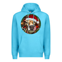 Ocean Blue Hereford Cow Christmas Premium Hoodie - RanaPortraitStore