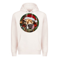 Pale Pink Hereford Cow Christmas Premium Hoodie - RanaPortraitStore