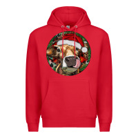 Red Hereford Cow Christmas Premium Hoodie - RanaPortraitStore