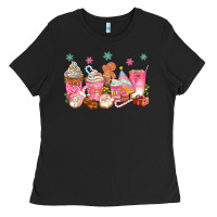 Pink Gingerbread Coffee Cups Ladies Tee | Teevron