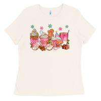 Bone Pink gingerbread coffee cups Ladies Tee - texasbilliewilder