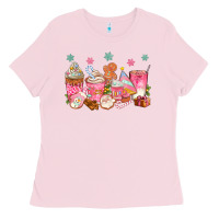 Bubblegum Pink Pink gingerbread coffee cups Ladies Tee - texasbilliewilder