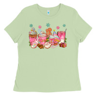 Matcha Pink gingerbread coffee cups Ladies Tee - texasbilliewilder