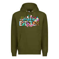 Army Green Happy Easter Bunny Premium Hoodie - CowhideDigitalArt