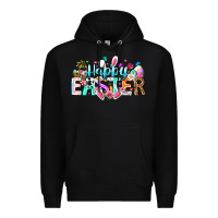Black Happy Easter Bunny Premium Hoodie - CowhideDigitalArt
