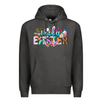 Charcoal Heather Happy Easter Bunny Premium Hoodie - CowhideDigitalArt