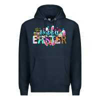 Navy Happy Easter Bunny Premium Hoodie - CowhideDigitalArt