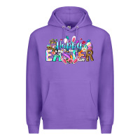 Purple Happy Easter Bunny Premium Hoodie - CowhideDigitalArt