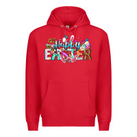 Red Happy Easter Bunny Premium Hoodie - CowhideDigitalArt