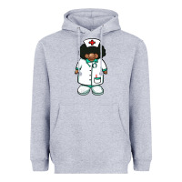 Heather Grey african nurse gnome afro hair Heavyweight Hoodie - BarkalooDesign