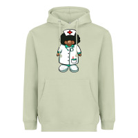 Matcha african nurse gnome afro hair Heavyweight Hoodie - BarkalooDesign