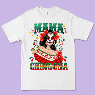 Mama Chingona Skull Premium Tee Designed By Texasbilliewilder
