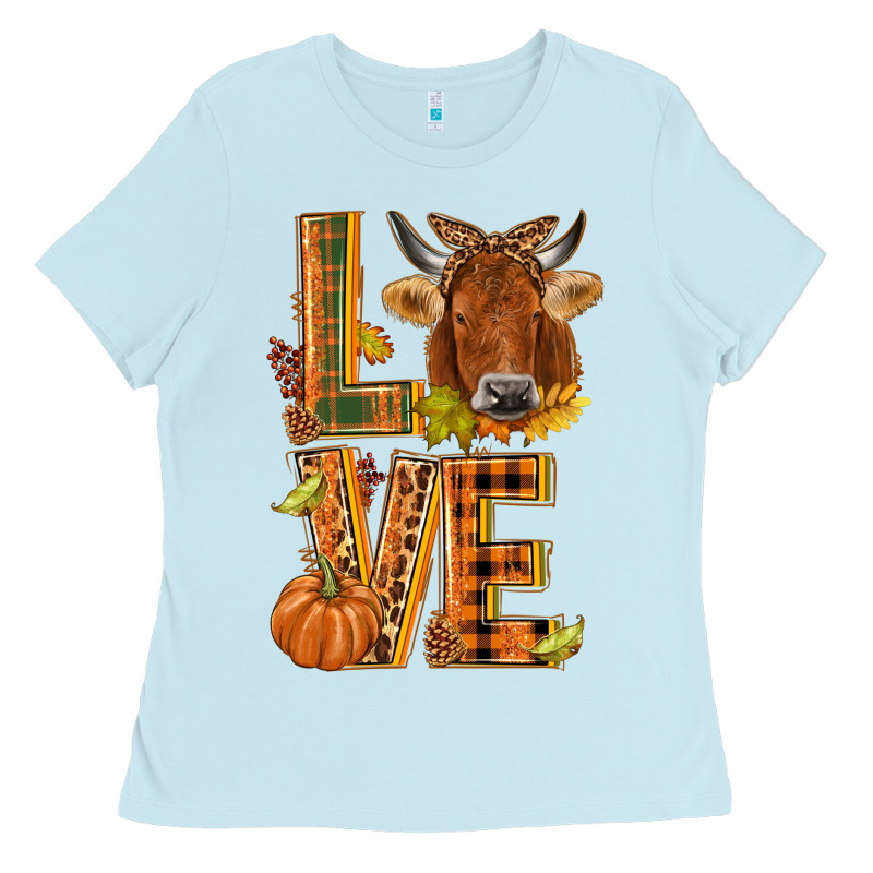 Love Fall Cow Ladies Tee by NancyCooperArtShop | Teevron