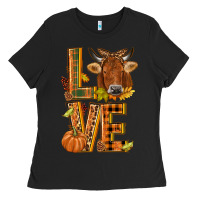 Black Love fall cow Ladies Tee - NancyCooperArtShop