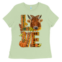 Matcha Love fall cow Ladies Tee - NancyCooperArtShop