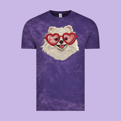 White Pomeranian With Love Glasses Vintage Tee Designed By Ranaportraitstore