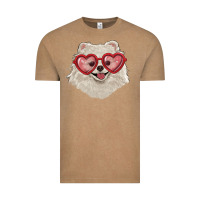 Vintage Coffee white pomeranian with love glasses Vintage Tee - RanaPortraitStore