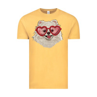 Vintage Mustard white pomeranian with love glasses Vintage Tee - RanaPortraitStore