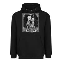 Black The Lovers Tarot Card Skeleton Valentines Halloween Occult Heavyweight Hoodie - longCreatives