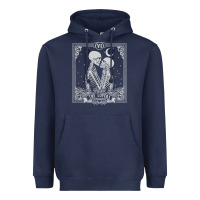 Navy The Lovers Tarot Card Skeleton Valentines Halloween Occult Heavyweight Hoodie - longCreatives