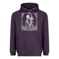Plum The Lovers Tarot Card Skeleton Valentines Halloween Occult Heavyweight Hoodie - longCreatives
