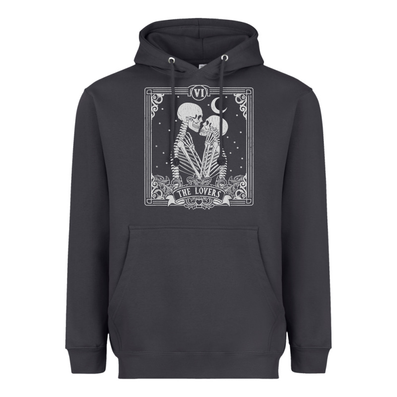 The Lovers Tarot Card Skeleton Valentines Halloween Occult Heavyweight Hoodie by longCreatives | Teevron