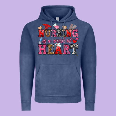 Nursing Is A Work Of Heart Vintage Hoodie Designed By Oliviacreatesart