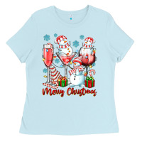 Baby Blue merry christmas wine glasses Ladies Tee - texasbilliewilder
