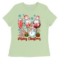Matcha merry christmas wine glasses Ladies Tee - texasbilliewilder