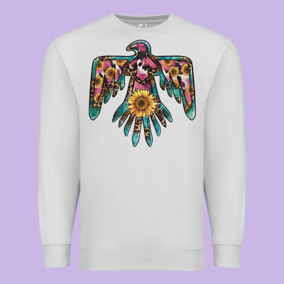 Pinky Western Sunflower Thunderbird Premium Sweatshirt Designed By Barkaloodesign
