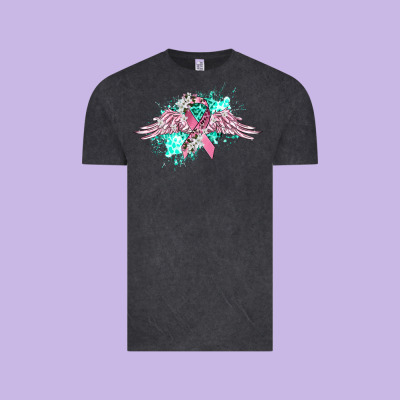 Cancer Ribbon With Angel Wings Vintage Tee Designed By Cowgirlartshop