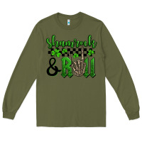 Army Green St. Patrick's Day Shamrock and roll Long Sleeve Tee - OliviaCreatesArt