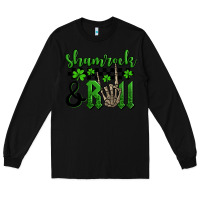 Black St. Patrick's Day Shamrock and roll Long Sleeve Tee - OliviaCreatesArt
